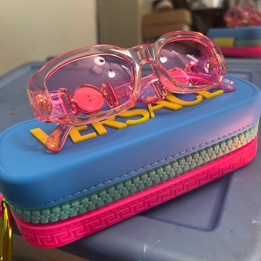 Versace Pink Sunglasses with Blue and Pink Case